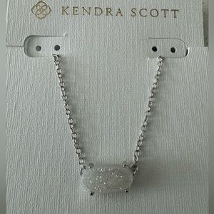 Kendra Scott Elisa Silver Pendent Necklace - iridescent drusy